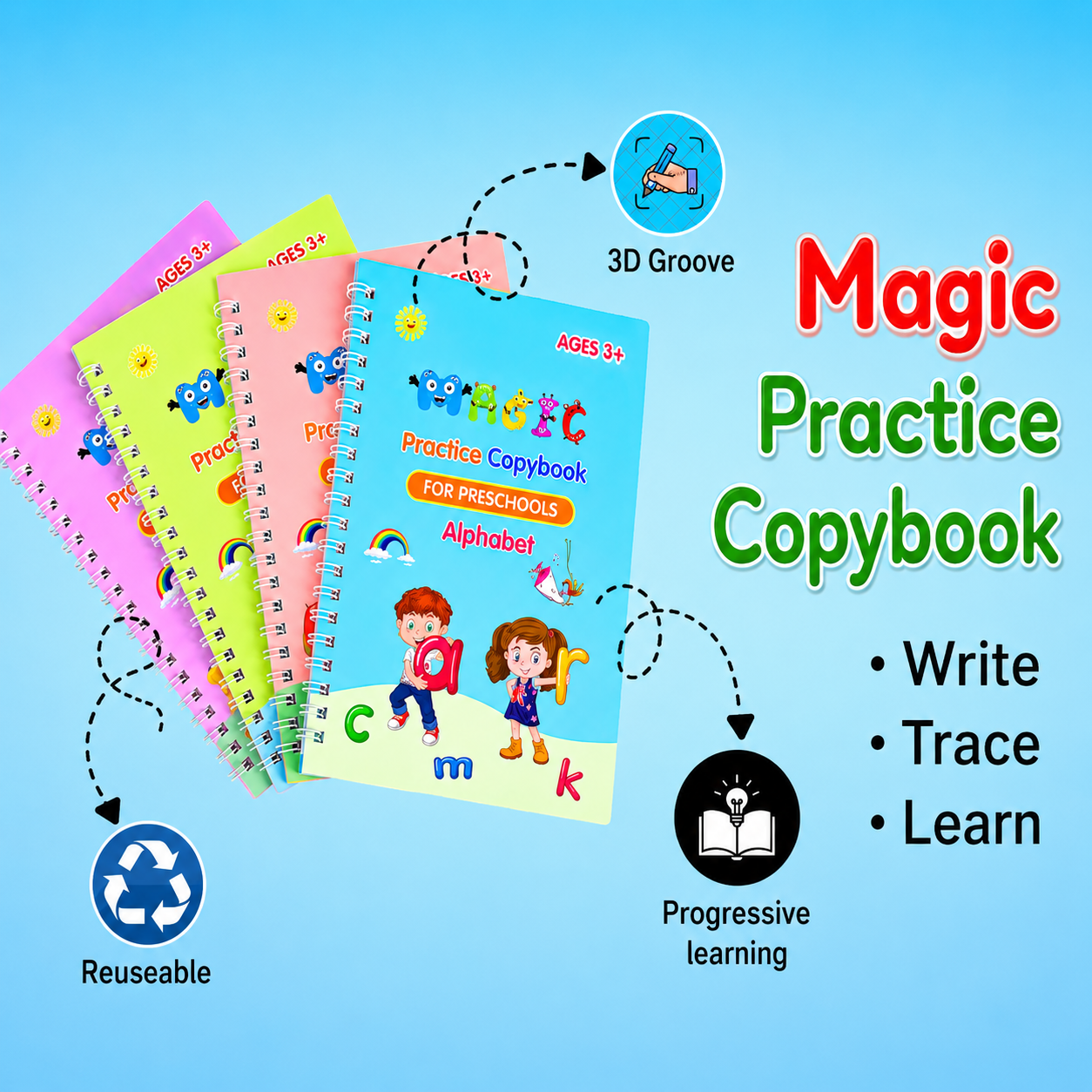 Magic Practice Copybooks Set for Kids